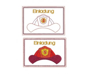 Stickdatei - ITH Postkarte Einladung Feuerwehrhelm 